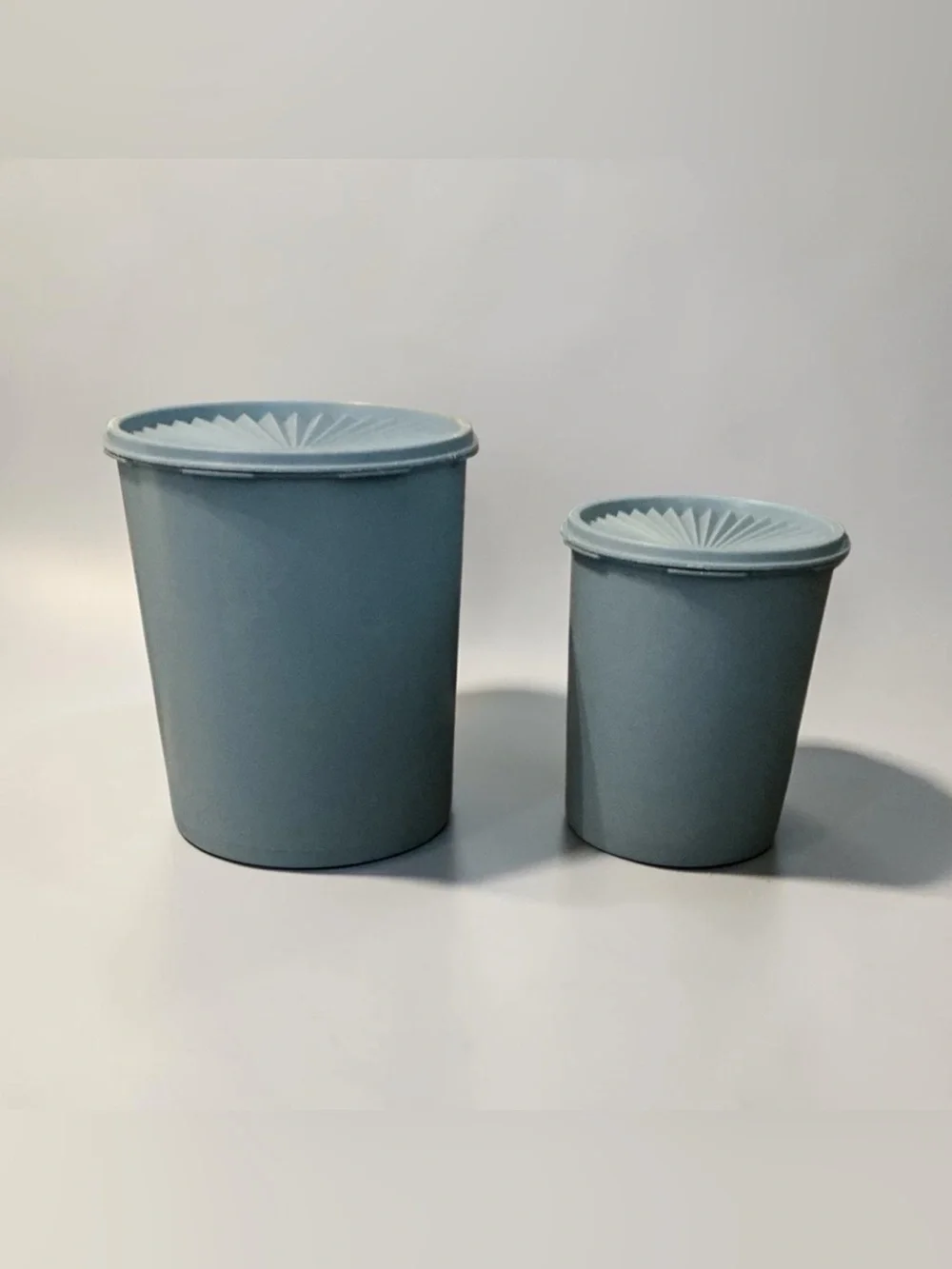 Vintage Tupperware Canisters Set Of 2 Blue Gray Large Medium